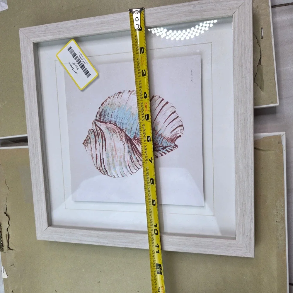 Lanie Loreth Seashell Framed Art Set 3 Coastal Nautical Watercolor Wall Decor‎